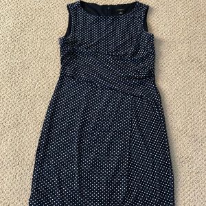 Ann Taylor Navy White Polka Dot Dress Size 0P